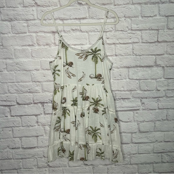 Barok Tropical Palm Tree Print Ivory Babe Doll Mini Dress NWT - Picture 4 of 11